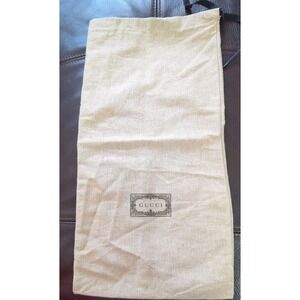 Gucci Dust Bag Drawstring Storage/Travel Light Brown Black Lettering‎ 17x8.5